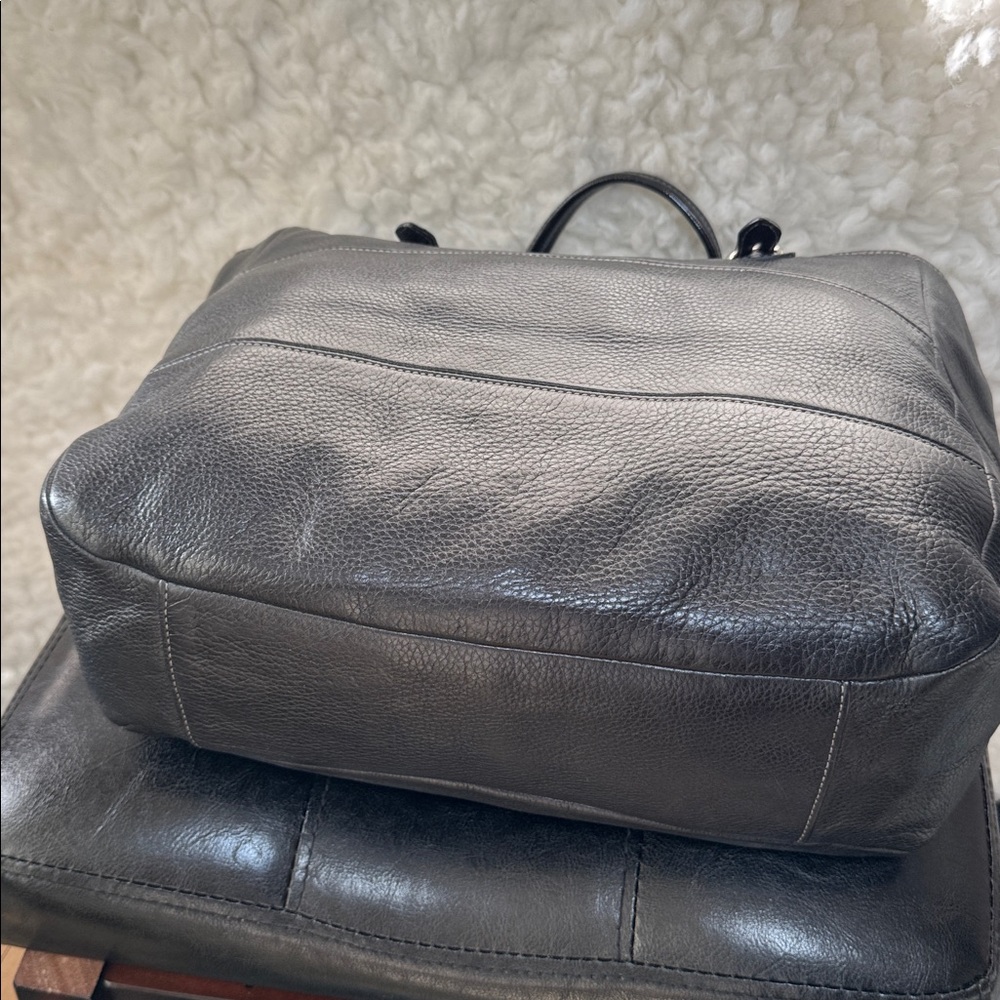 Coach Black Pebbled Leather Shoulder Satchel with Silver Hardware - Picture 3 of 7